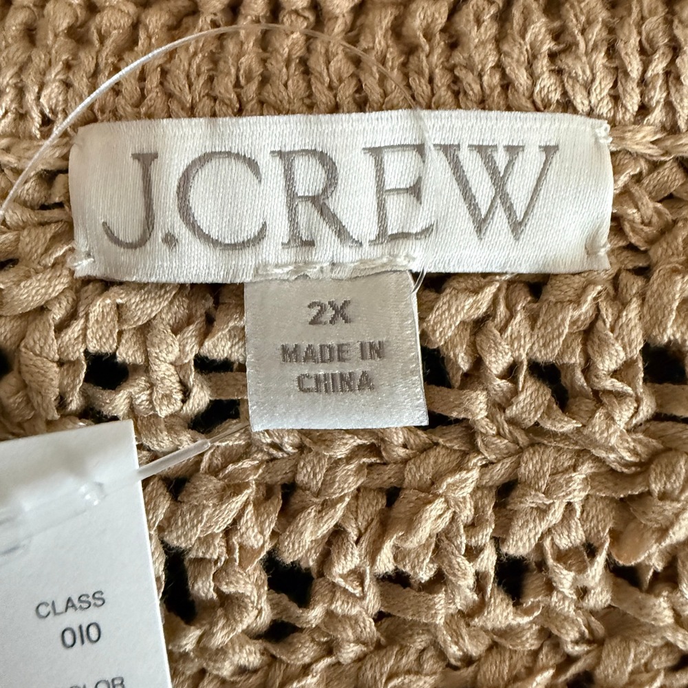 J.Crew Womens Tan Textured Open Knit Cotton Blend Tank Top Shell 2X - Picture 4 of 8